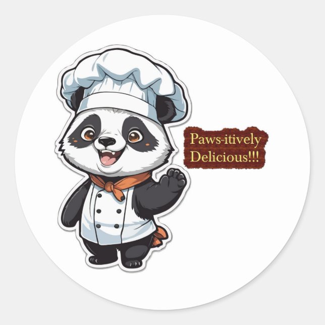 Chef Panda Cartoon - Adorable Culinary Character Classic Round Sticker (Front)