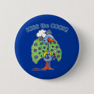 Chef Peacock, Kiss the Cook! 6 Cm Round Badge