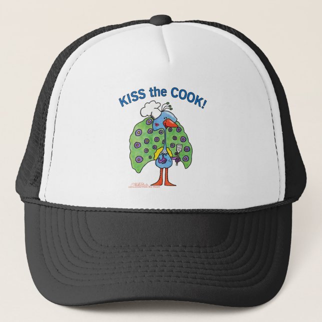 Chef Peacock, Kiss the Cook! Trucker Hat (Front)
