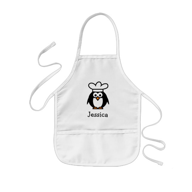 Chef penguin cartoon apron for kids | Personalise (Front)