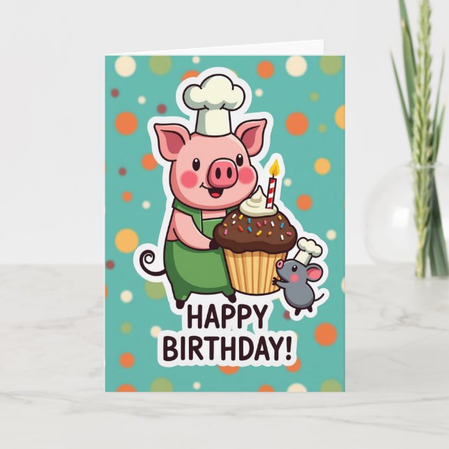 Chef Pig Birthday Treat Card (Front)