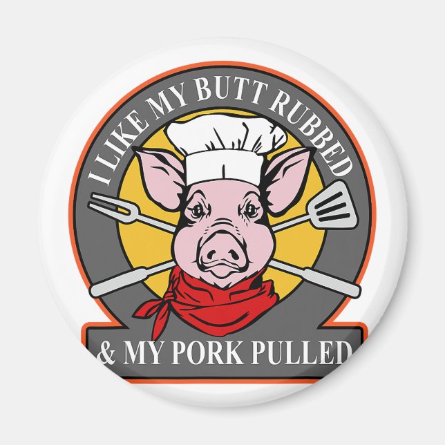 chef pig grilling pull my pork barbecue grilling l magnet (Front)
