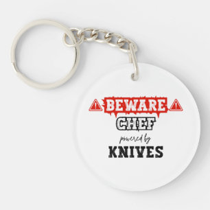Chef Powered By Knives Funny Culinary Humour Key Ring