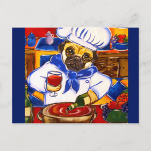 Chef Pug Postcard