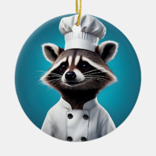 Chef Racoon Ceramic Tree Decoration