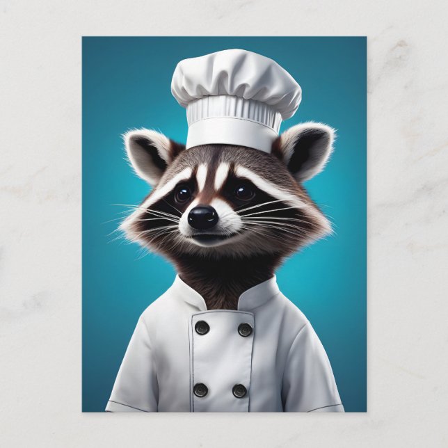 Chef Racoon Holiday Postcard (Front)