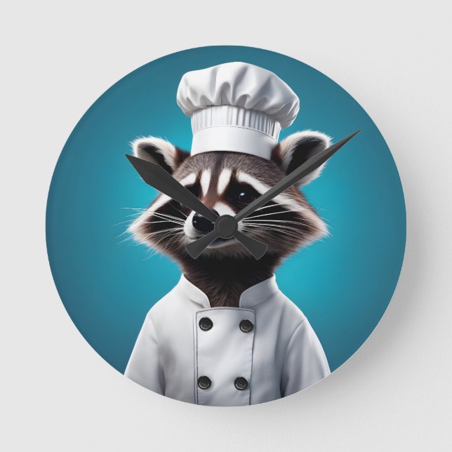 Chef Racoon Round Clock (Front)