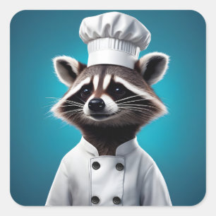 Chef Racoon Square Sticker