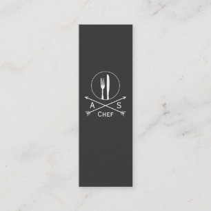 Chef Retro Arrows and Cutlery Hip Black Catering Mini Business Card