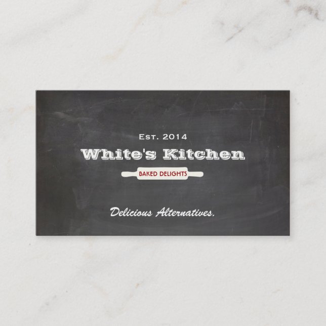 Chef, Rolling Pin Logo Cool Vintage Business Card (Front)