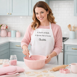 Chef script cooking skill love slogan apron