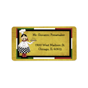 Chef Serving Pizza Label