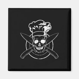Chef Shirt Skull Chef's Hat Cooking Bbq Grilling T Magnet