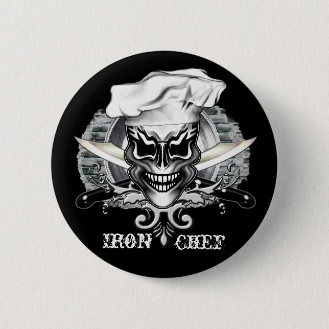 Chef Skull 1 6 Cm Round Badge (Front)