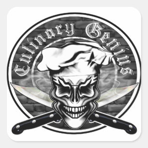 Chef Skull 1 Square Sticker