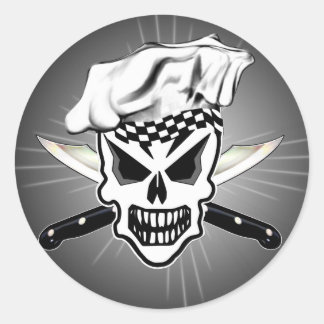 Chef Skull 2 and Crossed Chef Knives Classic Round Sticker