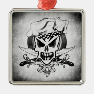 Chef Skull 2 Metal Tree Decoration