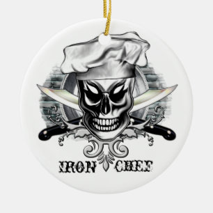 Chef Skull 4: Iron Chef Ceramic Tree Decoration