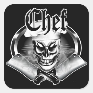 Chef Skull 4 Square Sticker