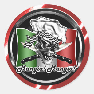 Chef Skull 5 Classic Round Sticker