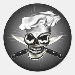 Chef Skull 8 Classic Round Sticker