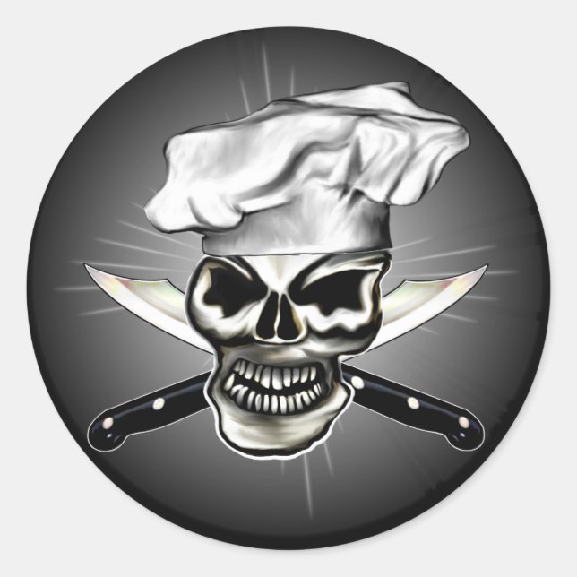 Chef Skull 8 Classic Round Sticker (Front)