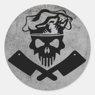 Chef Skull and Cleavers Classic Round Sticker