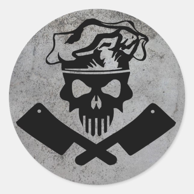 Chef Skull and Cleavers Classic Round Sticker (Front)