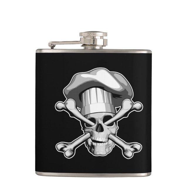 Chef Skull and Crossbones Hip Flask (Front)