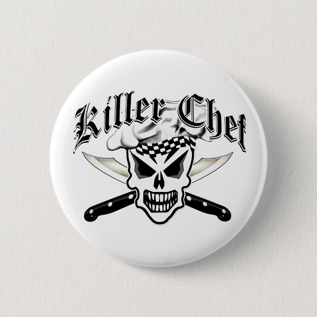 Chef Skull and Crossed Chef Knives 2 6 Cm Round Badge (Front)