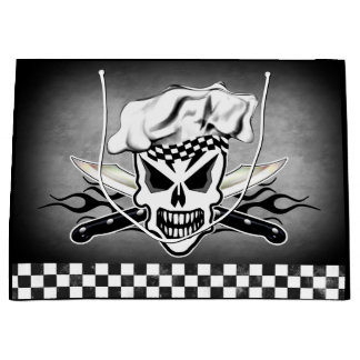 Chef Skull and Flaming Chef Knives 2 Large Gift Bag