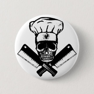 Chef Skull (B&W) 6 Cm Round Badge