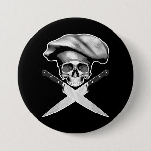Chef Skull n Knives 7.5 Cm Round Badge
