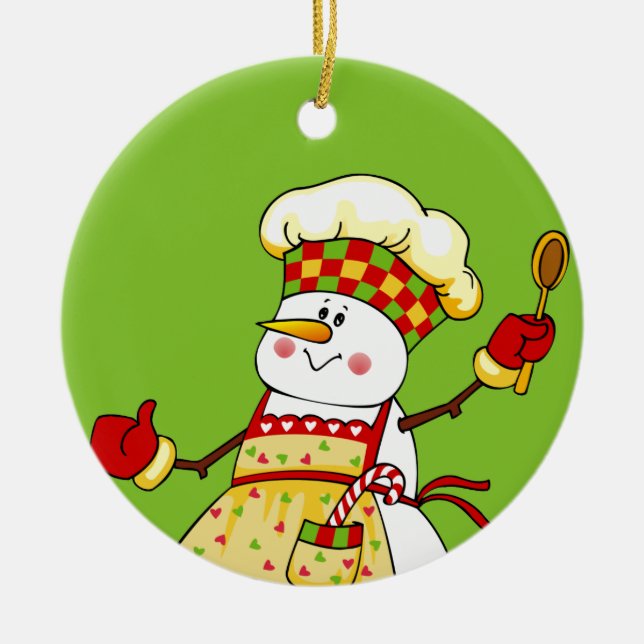 Chef Snowman Christmas Ornament (Front)
