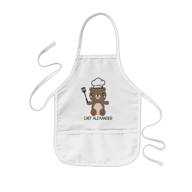 Chef Teddy Bear Personalise Kids' Apron (Front)