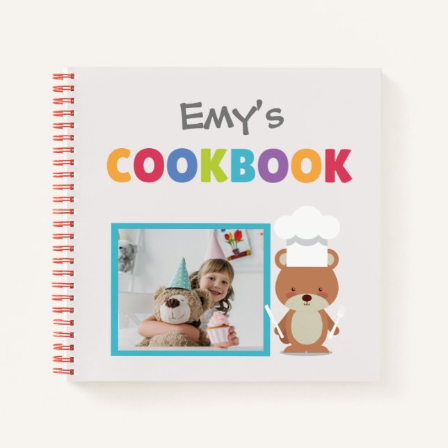 Chef Teddy Bear Personalised Kids Recipe Book (Front)