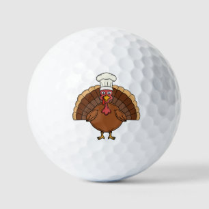 Chef Turkey Cartoon Thanksgiving Golf Balls