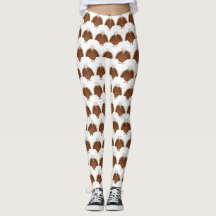 Chef Turkey Cartoon Thanksgiving Leggings
