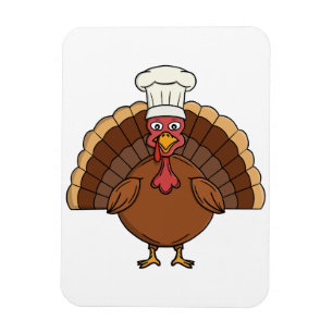 Chef Turkey Cartoon Thanksgiving Magnet