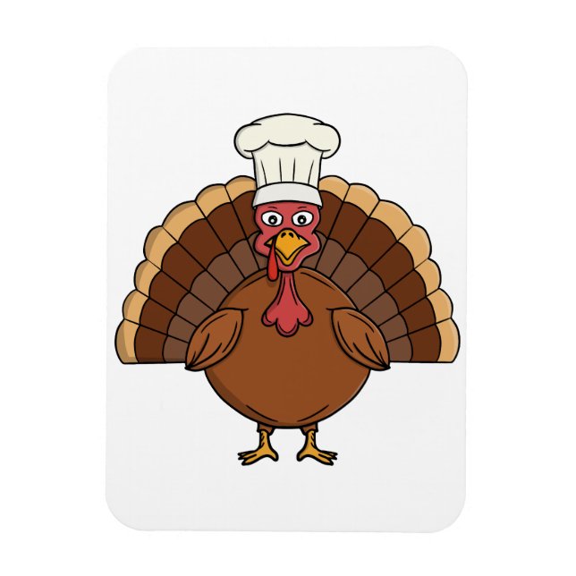Chef Turkey Cartoon Thanksgiving Magnet (Vertical)