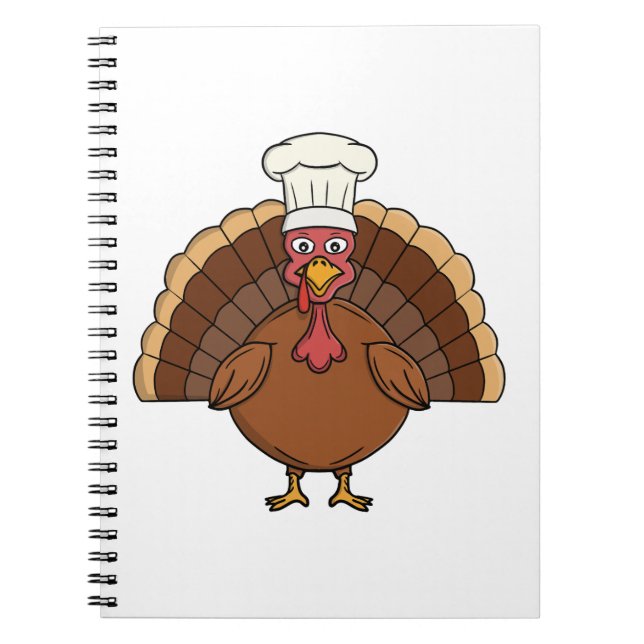 Chef Turkey Cartoon Thanksgiving Notebook (Front)