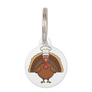 Chef Turkey Cartoon Thanksgiving Pet Tag