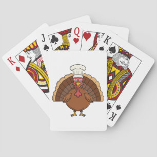 Chef Turkey Cartoon Thanksgiving Playing Cards
