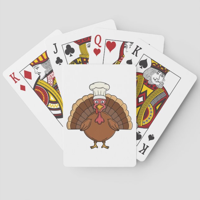 Chef Turkey Cartoon Thanksgiving Playing Cards (Back)