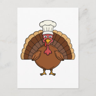 Chef Turkey Cartoon Thanksgiving Postcard