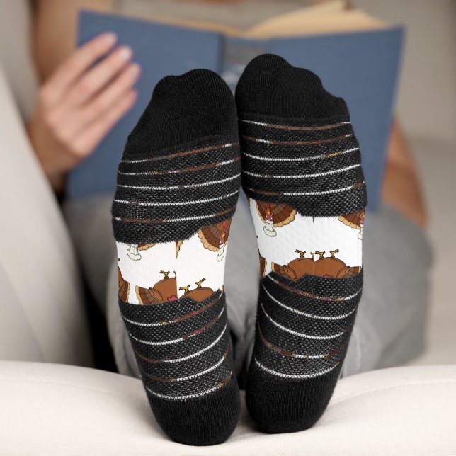 Chef Turkey Cartoon Thanksgiving Socks (Bottom)