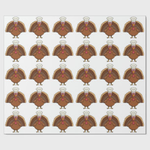 Chef Turkey Cartoon Thanksgiving Wrapping Paper