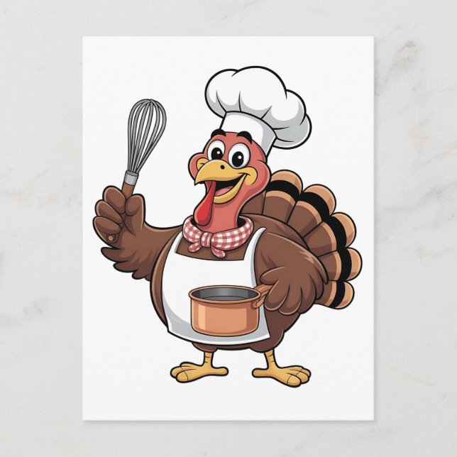 Chef Turkey Thanksgiving Cook Gobbler  Holiday Postcard (Front)