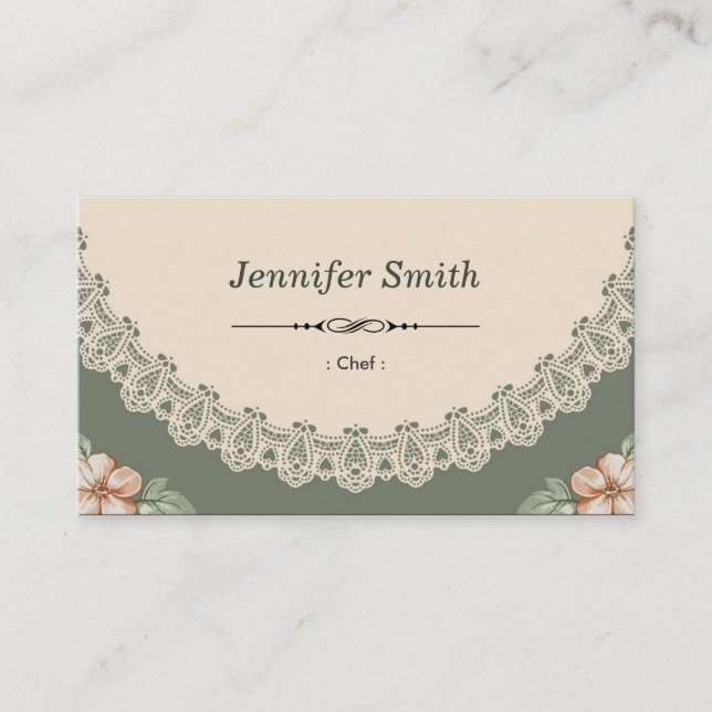 Chef - Vintage Chic Floral Business Card (Front)