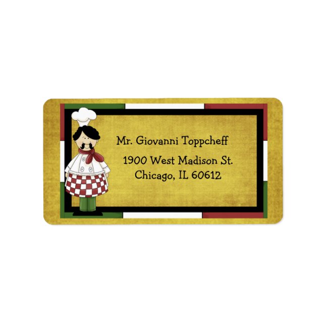 Chef Wearing Red Chequered Apron Label (Front)